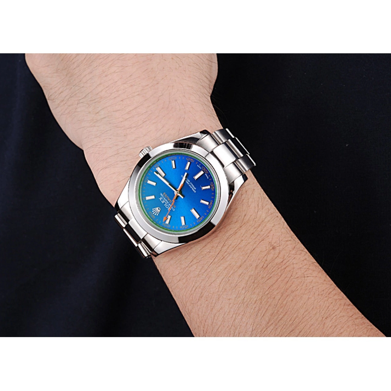 Aaa replica watch Milgauss Steel Dial Bezel Rolex And Blue Case Stainless 622838 0717